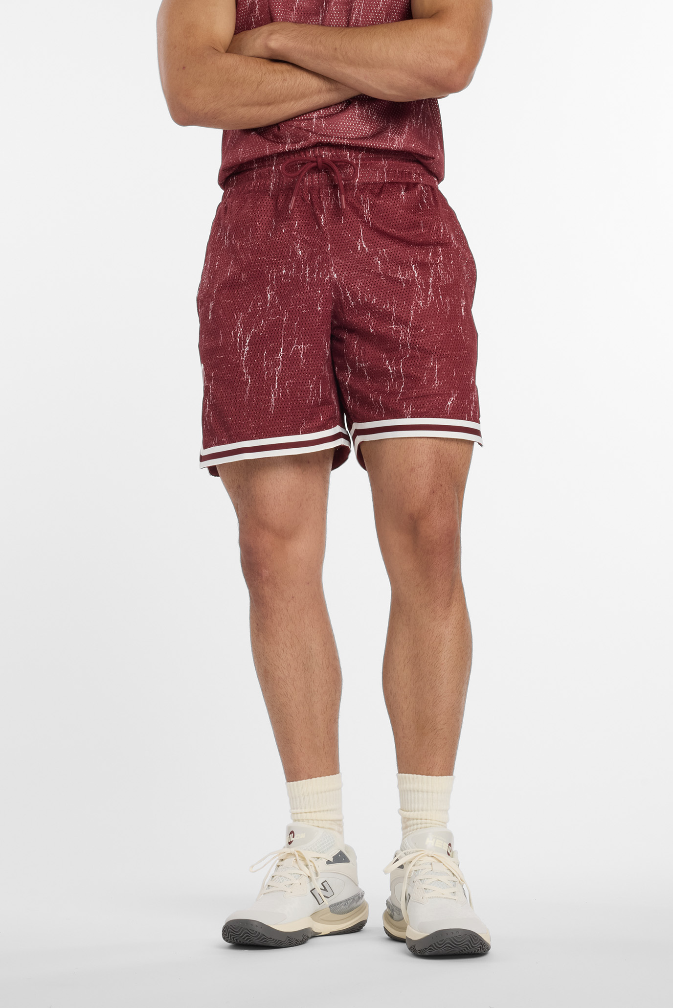 Мужские бордовые шорты Printed 7" Mesh Short Бордовый S New Balance MS53610MHB Мужские бордовые шорты Printed 7" Mesh Short Бордовый S New Balance MS53610MHB