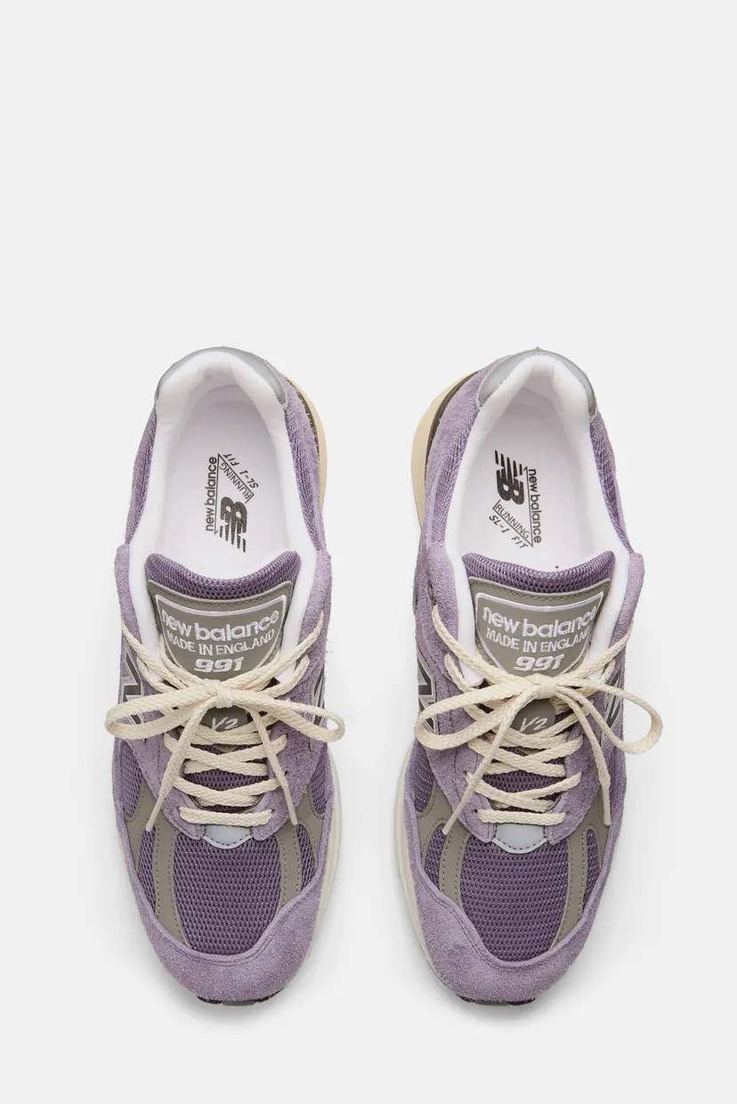 Фиолетовые замшевые кроссовки Made in UK 991v2 3