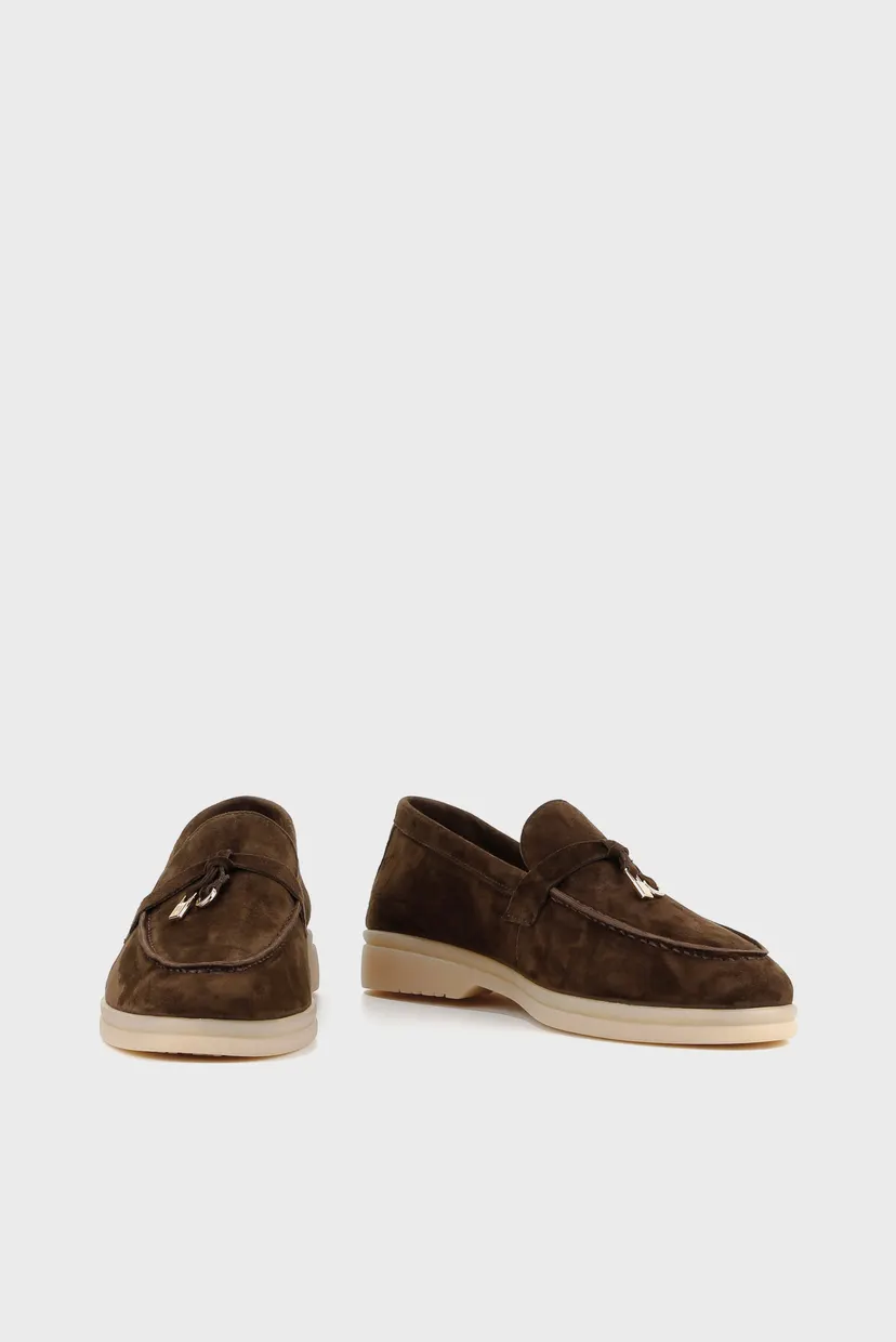 Женские коричневые замшевые лоферы 3