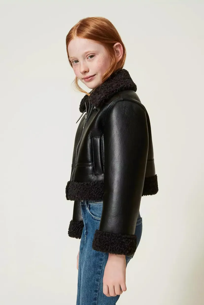Детская черная дубленка TWINSET Girl 3