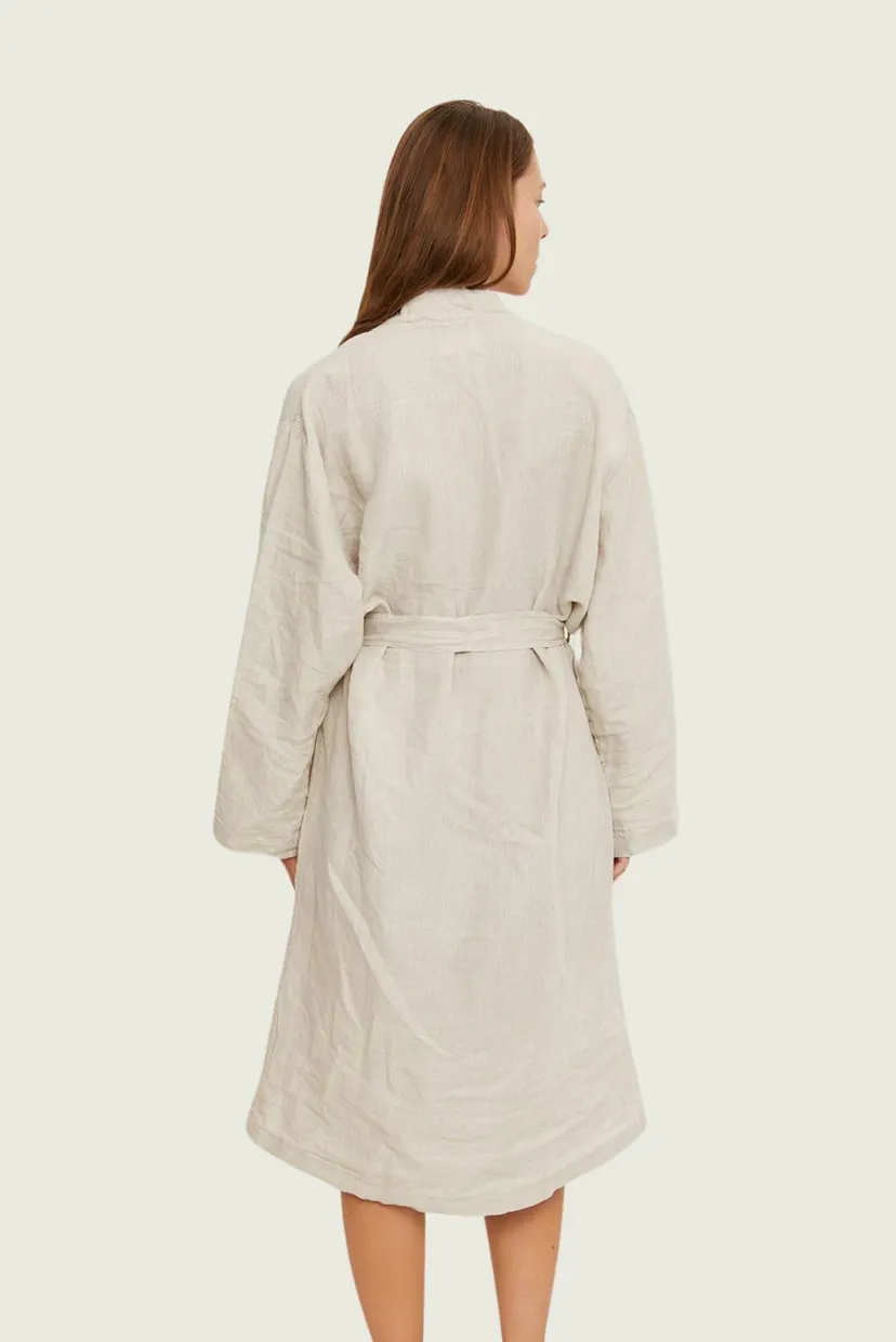 Жіночий сірий халат Mauna linen 3