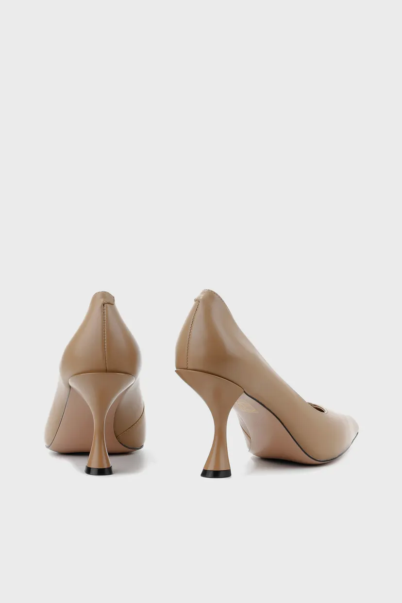 Женские бежевые кожаные лодочки 5
