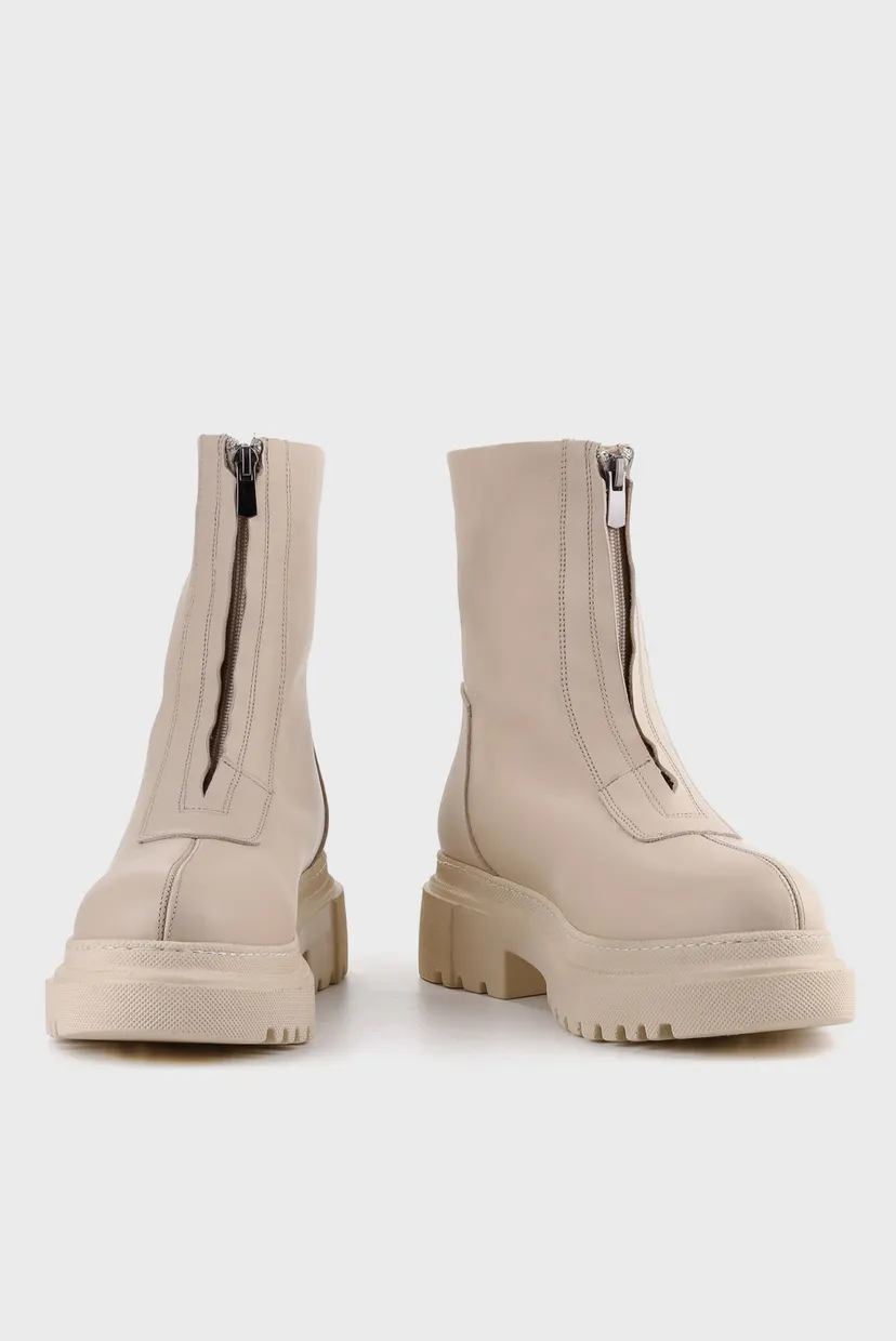 Женские бежевые кожаные ботинки 4