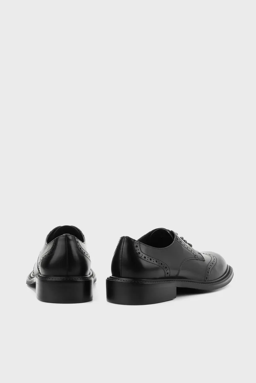 Женские черные кожаные дерби 5