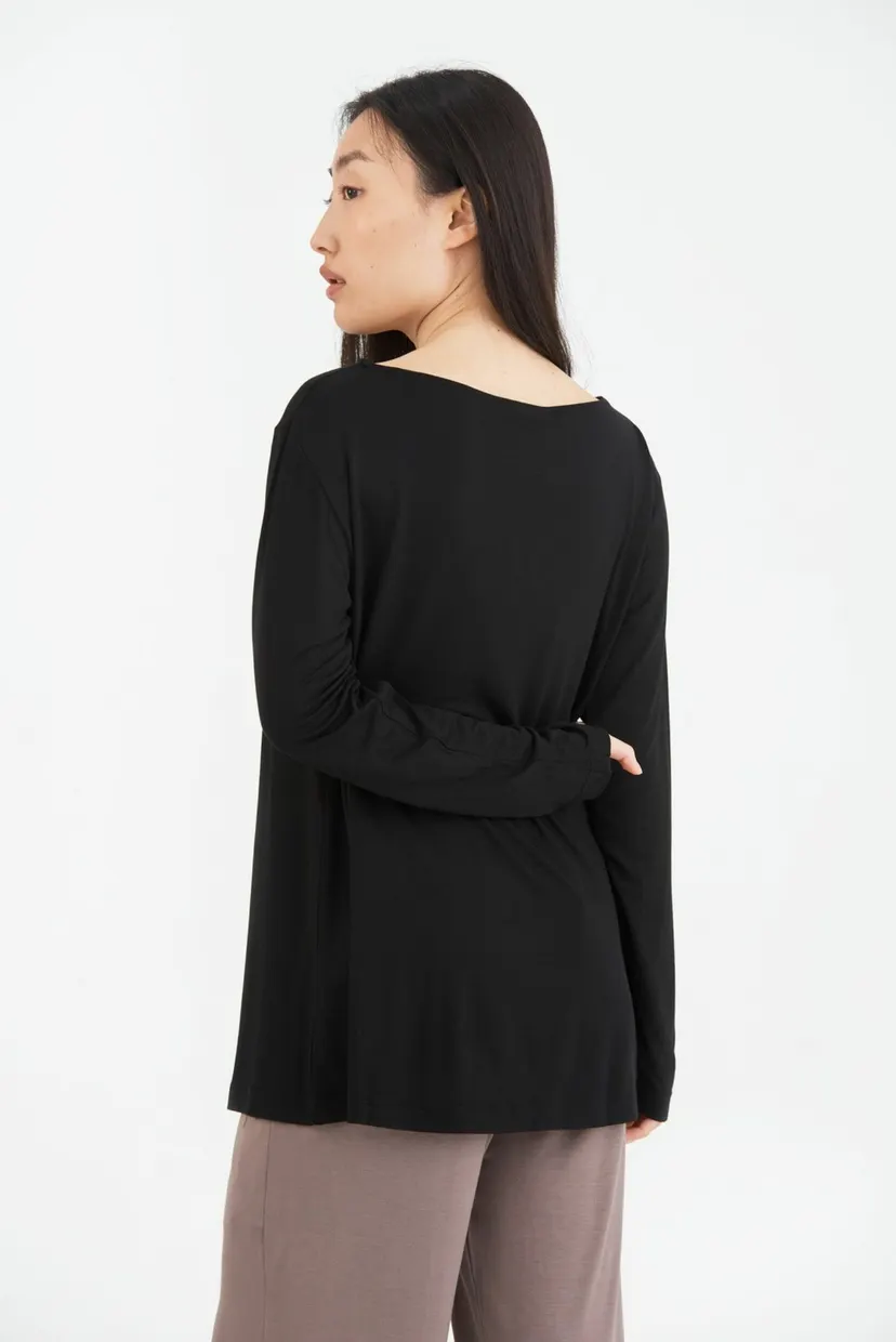 Чорна жіноча футболка long sleeve Baily siyah 4