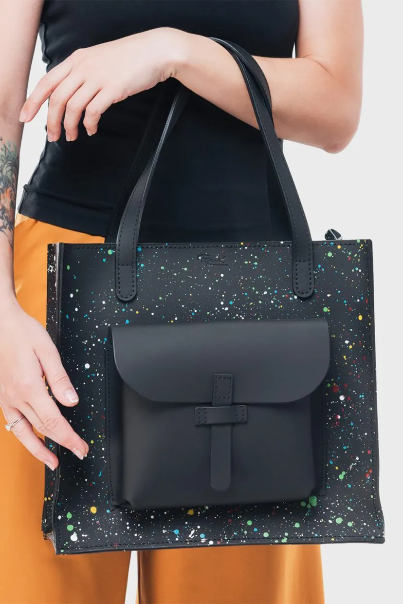 Женская черная сумка с узором Shopper S1 6