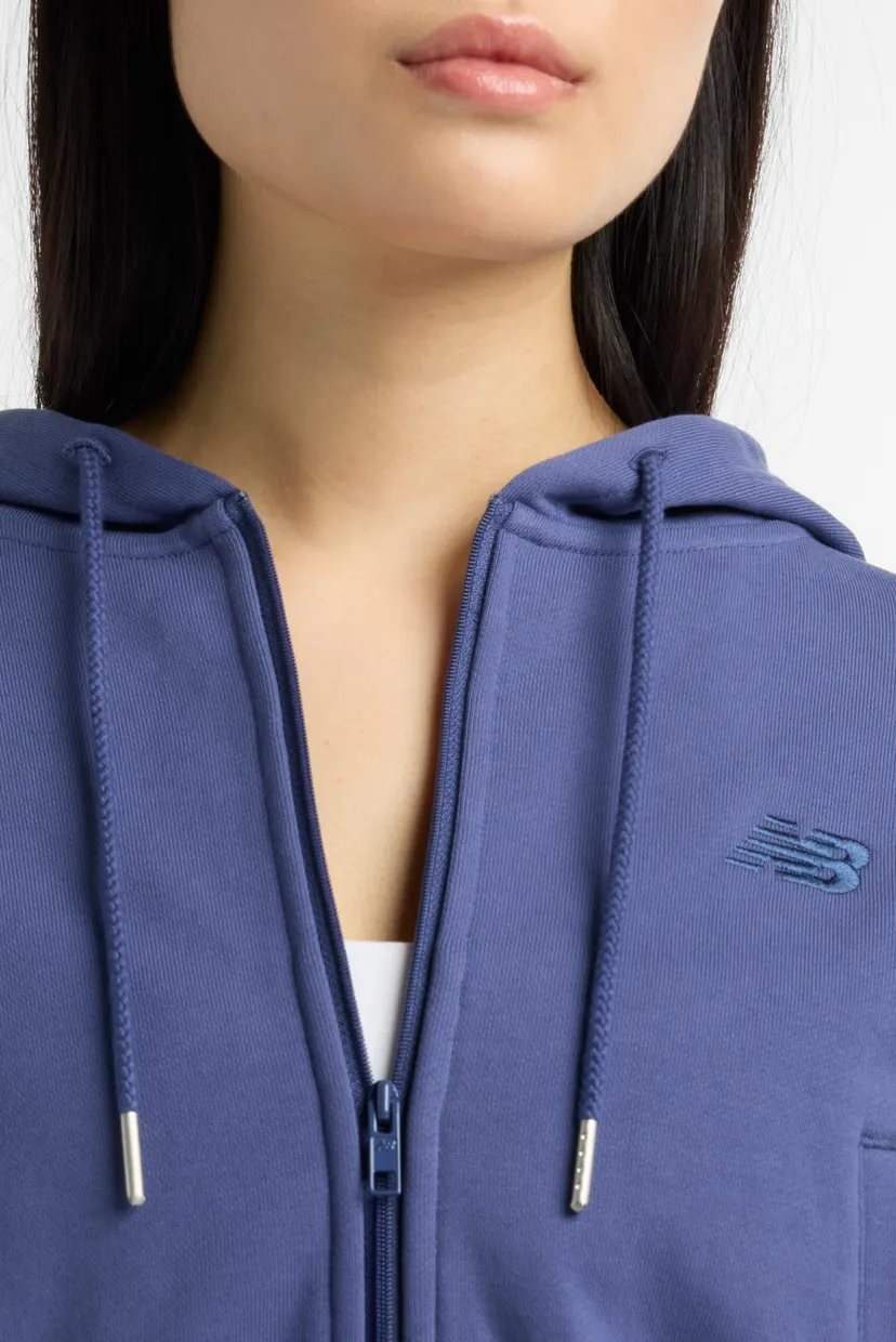 Женское синее худи Crop FT Full Zip 6