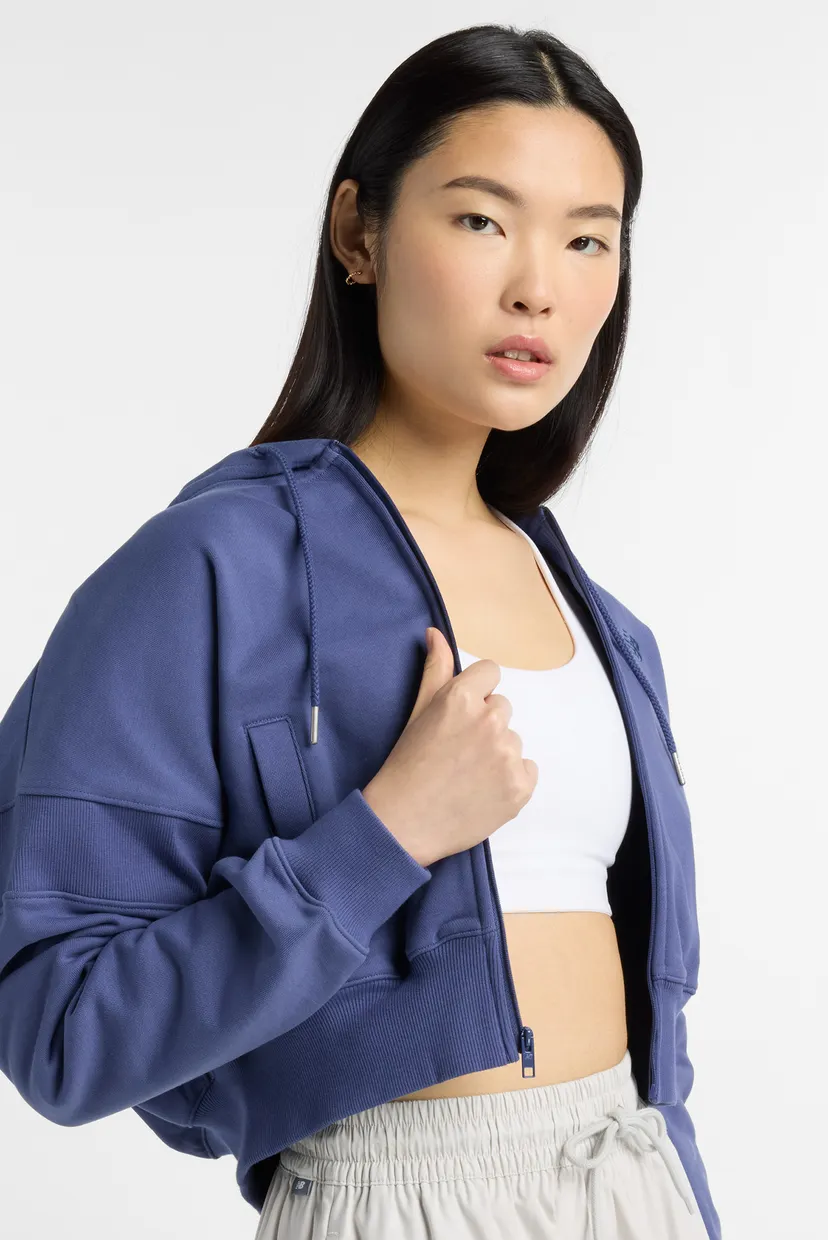 Женское синее худи Crop FT Full Zip 5