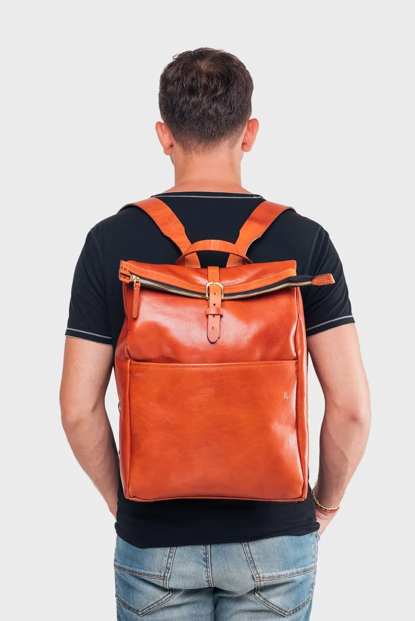 Чоловічий рудий рюкзак City cognac 9