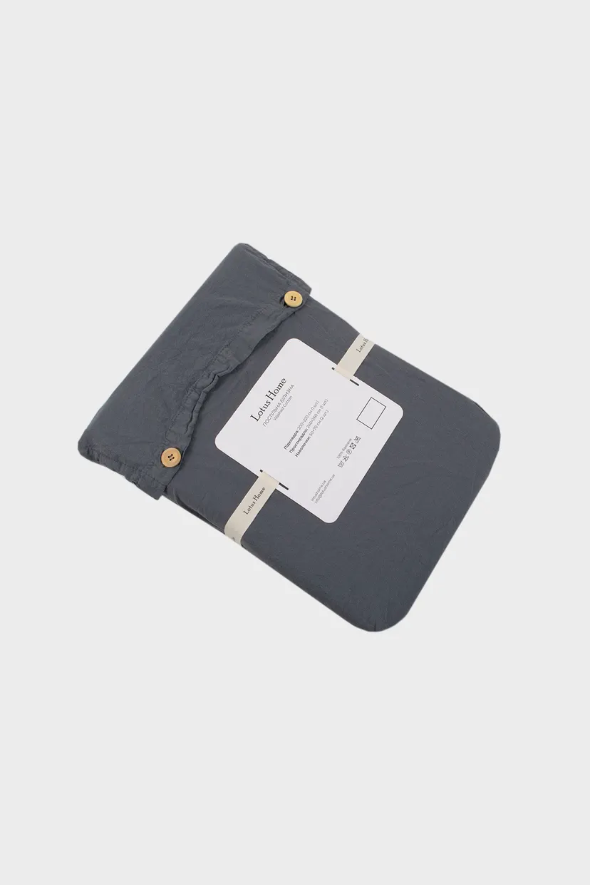 Постельное белье Washed cotton - Kansas антрацит евро 5