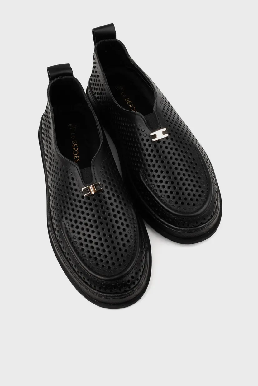 Женские черные кожаные туфли 4