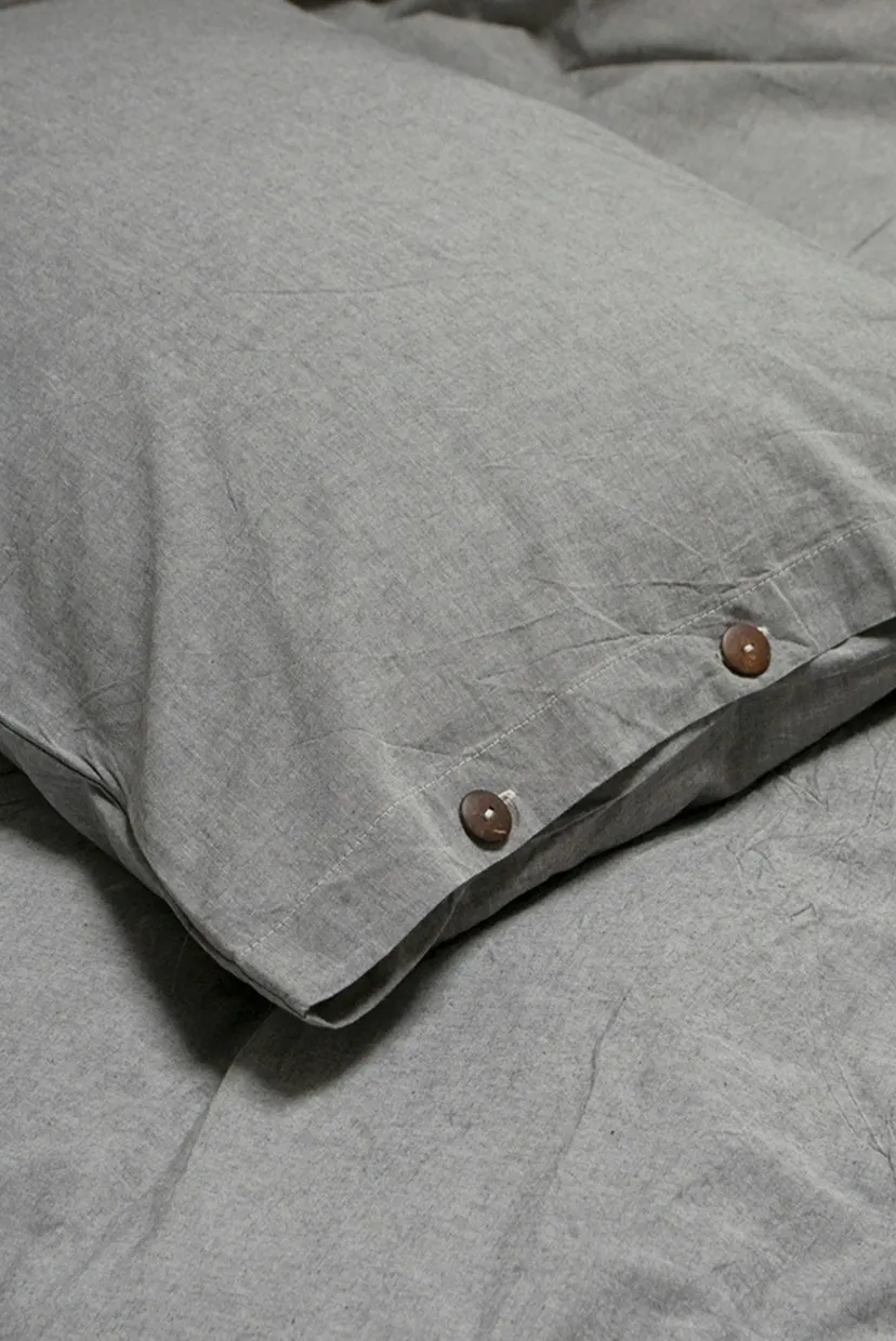 Постельное белье Washed cotton - Solid antracite семейный 3