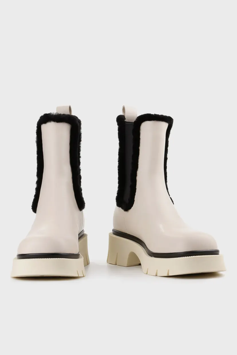 Женские белые кожаные челси 4