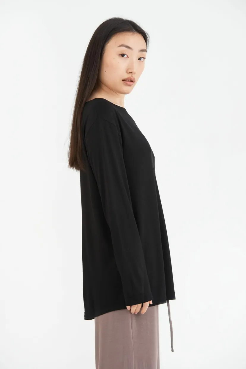 Черная женская футболка long sleeve Baily siyah 3