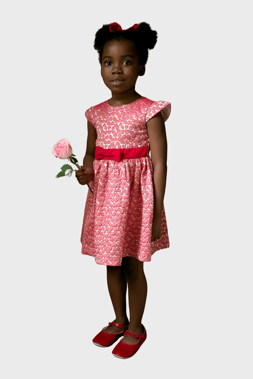 Дитяча червона сукня Heart Damask 3