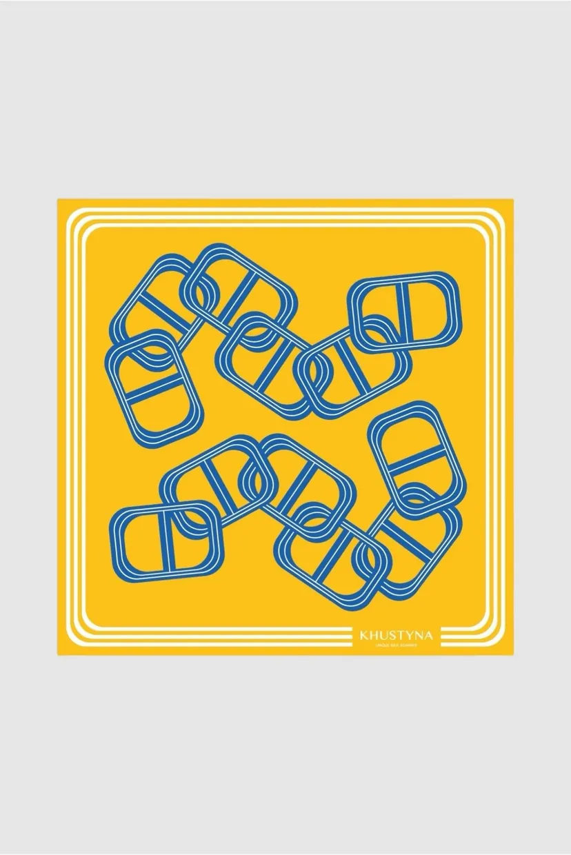Женский шелковый платок Yellow & blue art, 65 х 65 см 3