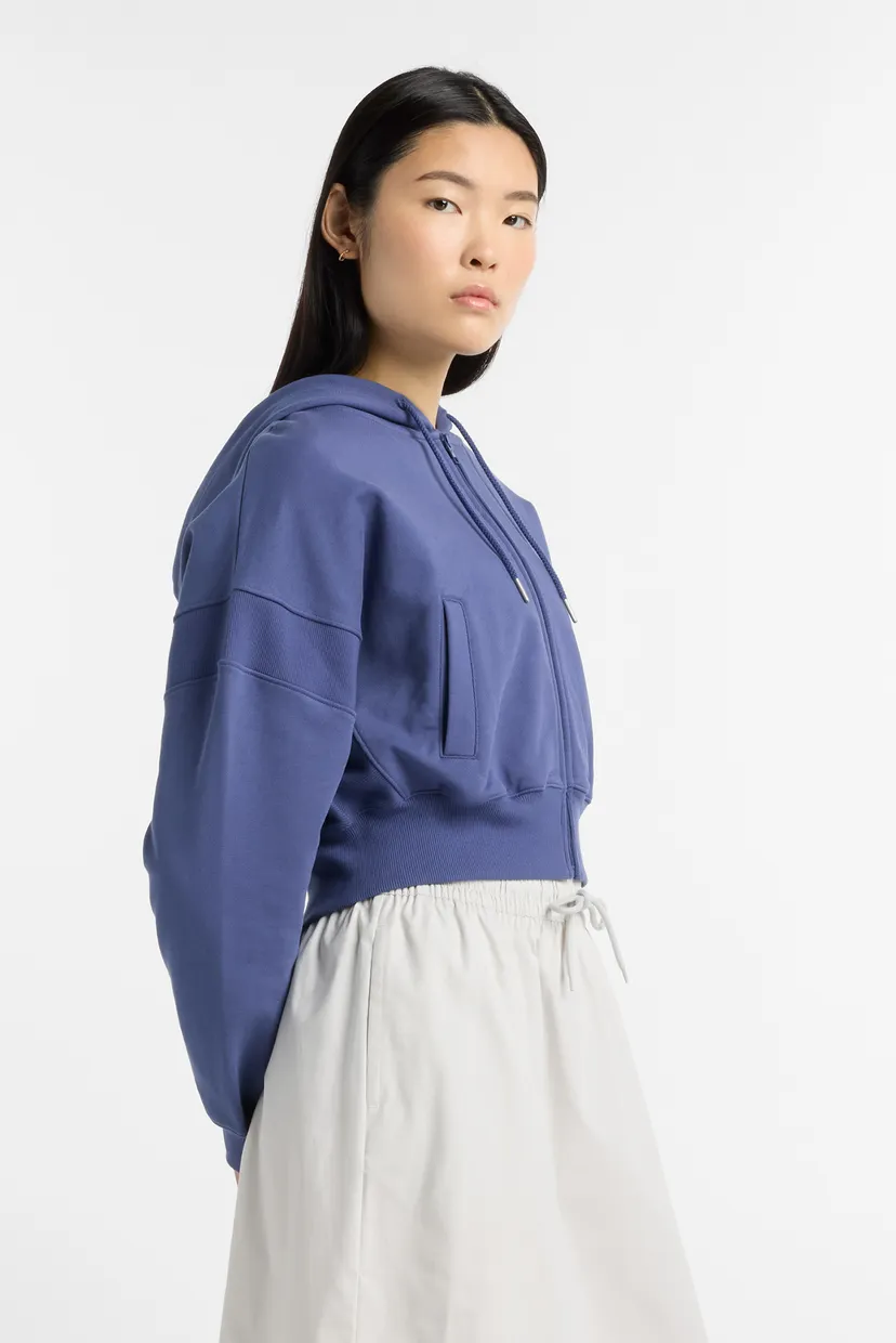 Женское синее худи Crop FT Full Zip 3