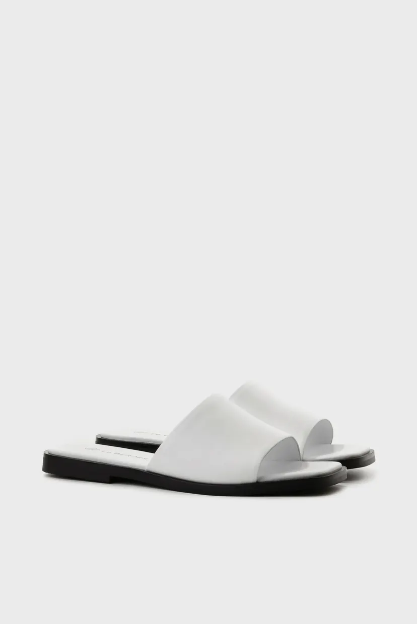 Женские белые кожаные шлепанцы 3