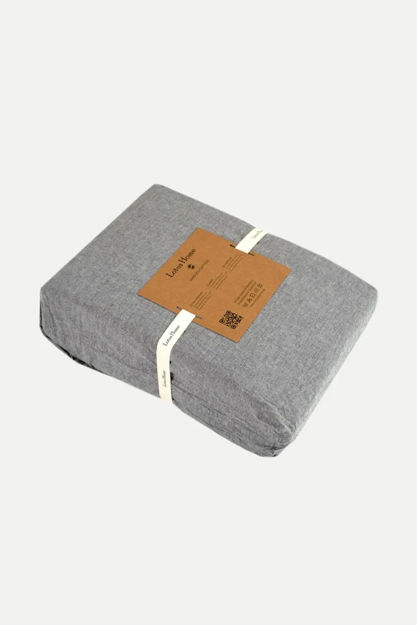 Постільна білизна Washed cotton - Solid antracite сімейний 6