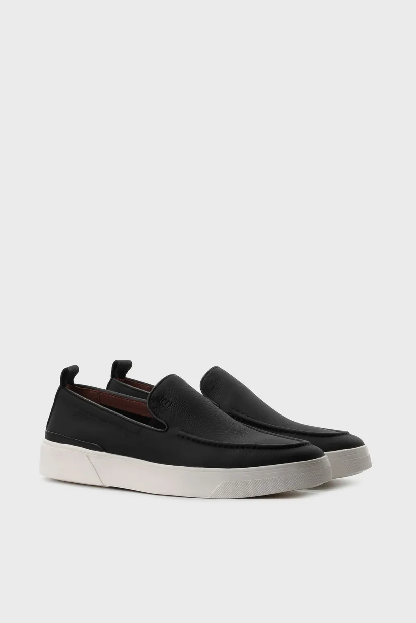 Мужские черные кожаные слипоны 3