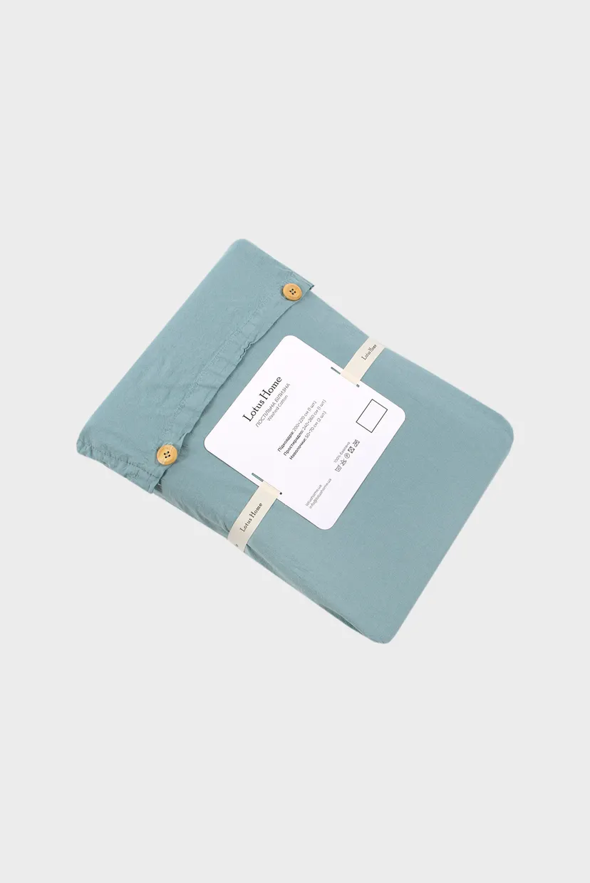 Постельное белье Washed cotton - Kansas голубой евро 5
