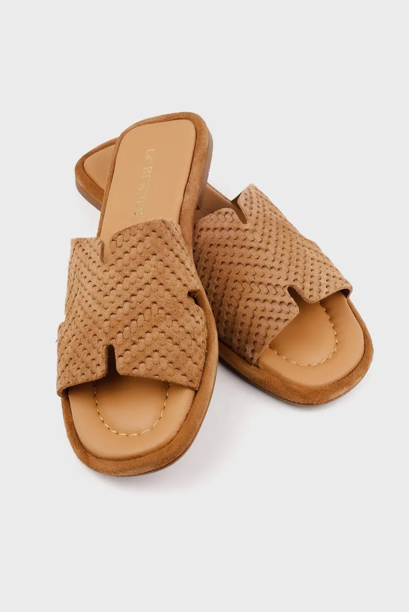 Женские рыжие замшевые шлепанцы 4