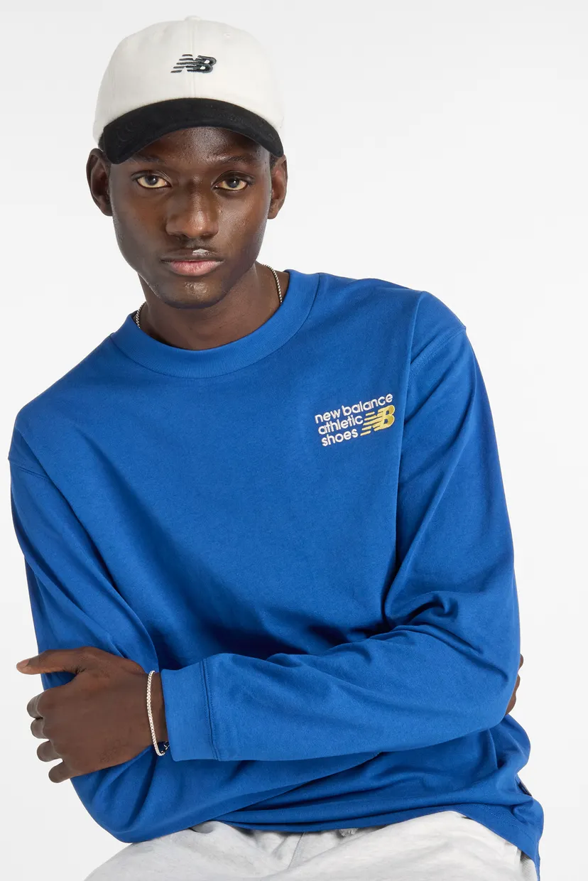 Чоловічий синій лонгслів Athletics Premium Back Logo Long Sleeve 5