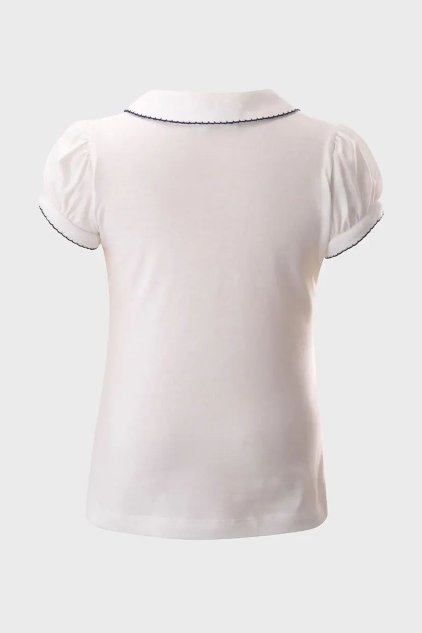 Детская белая блузка PICOT TRIM BLUE 3