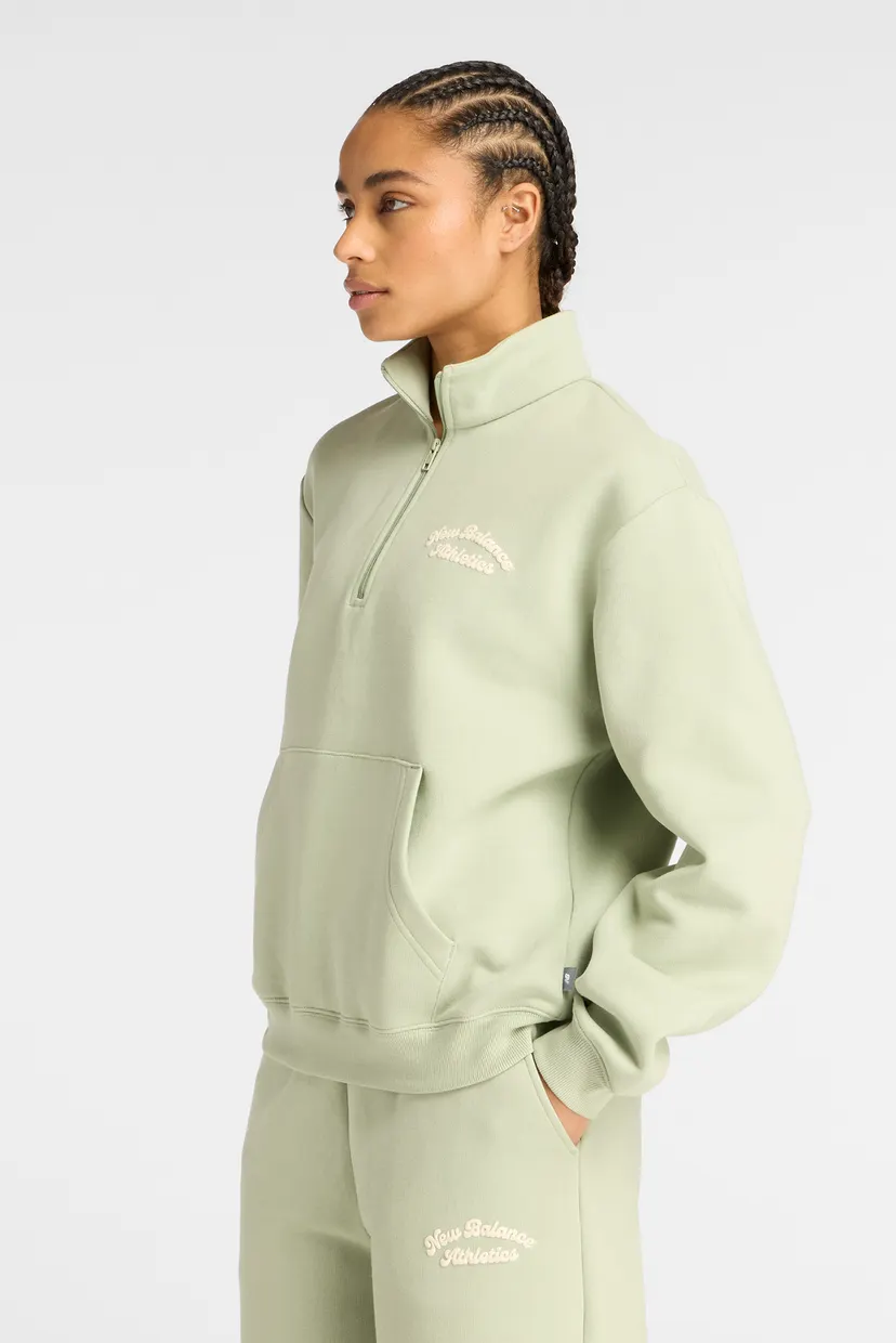 Женский зеленый реглан NB Linear Heritage Fleece Half Zip 3