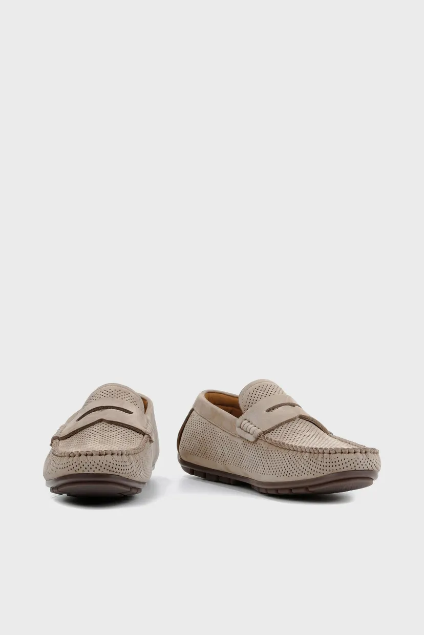 Мужские бежевые нубуковые мокасины 5