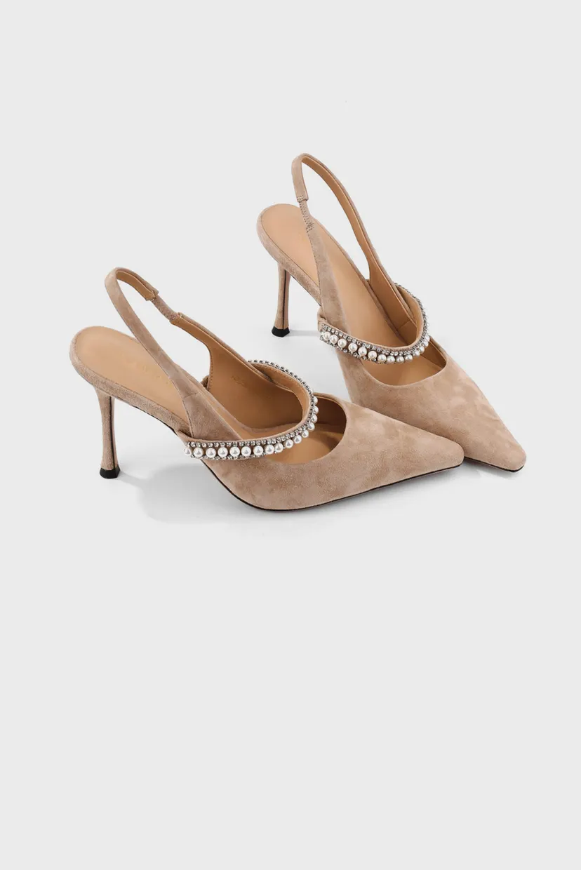 Женские бежевые замшевые мюли 8