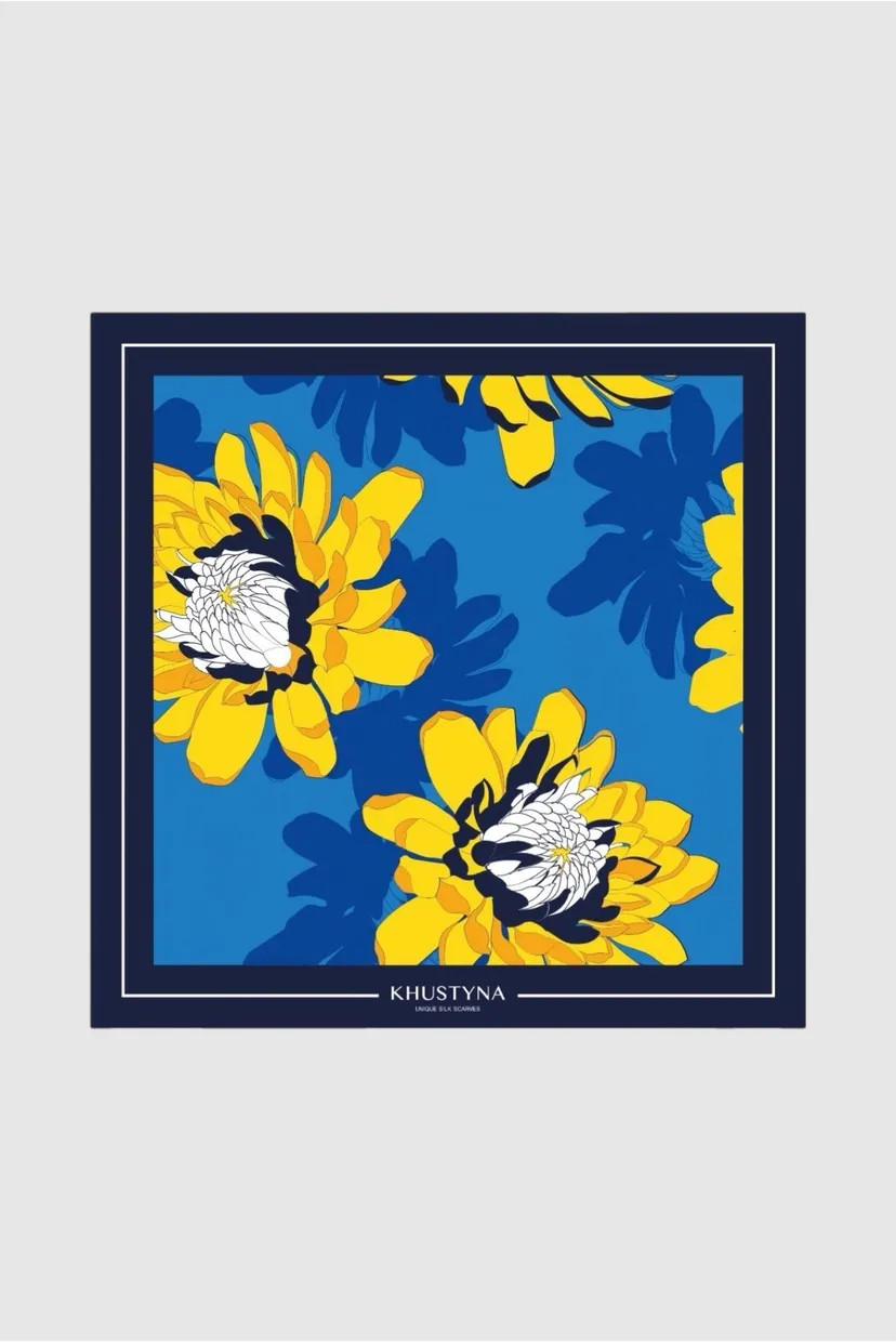 Жіноча шовкова хустина Ukrainian peonies, 65 х 65 см 6