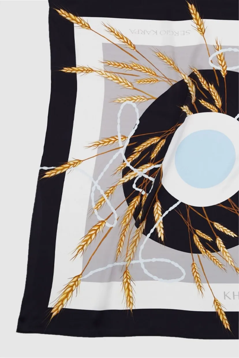 Жіноча шовкова хустина Ukrainian black wheat, 55 х 55 см 4