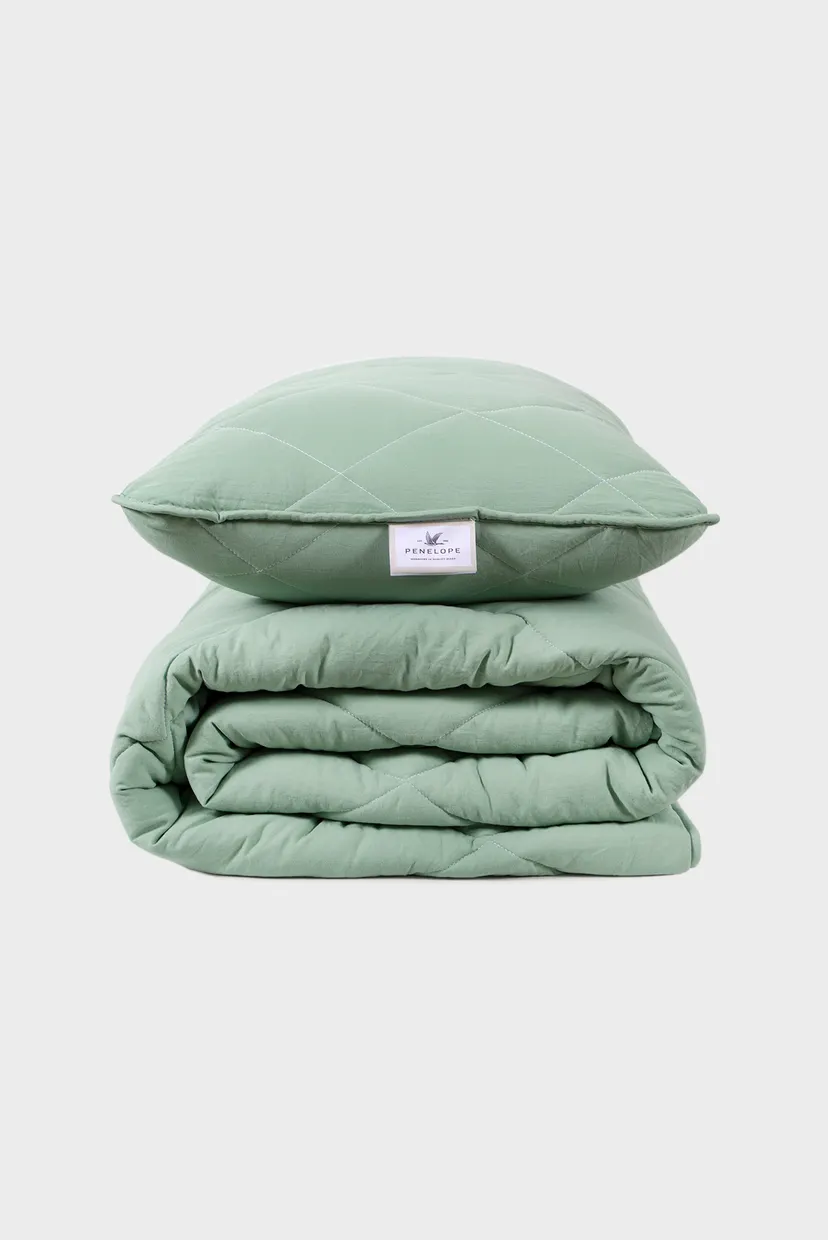 Набір ковдра з подушкою Penelope - Colors in Comfort green зелений полуторний 1