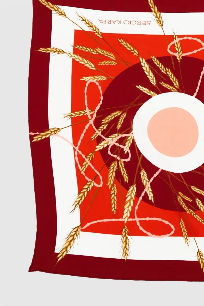 Жіноча шовкова хустина Ukrainian red wheat, 55 х 55 см 4