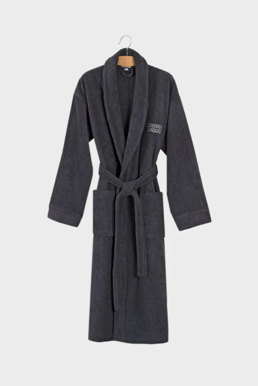 Халат махровый unisex - Basic Soft private line графит 3