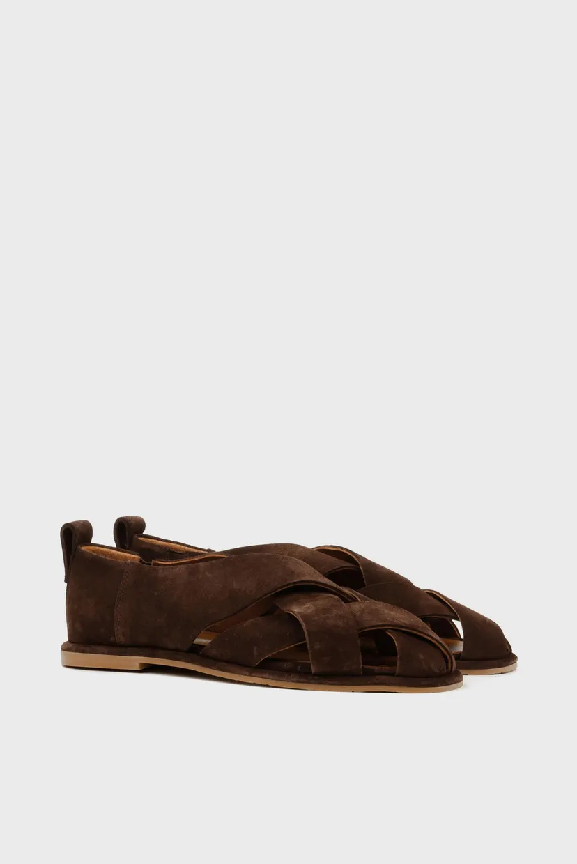 Жіночі коричневі замшеві сандалі 3