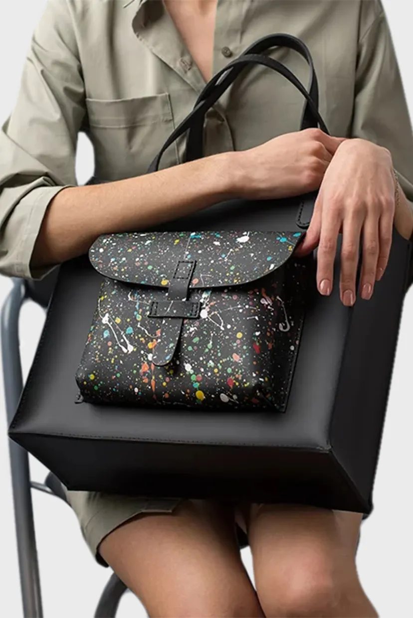 Женская черная сумка с узором Shopper S1 6