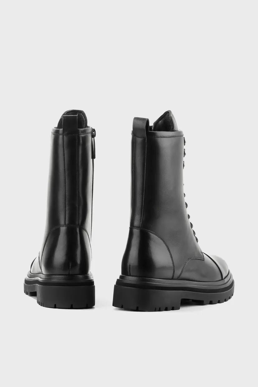 Женские черные кожаные ботинки 5