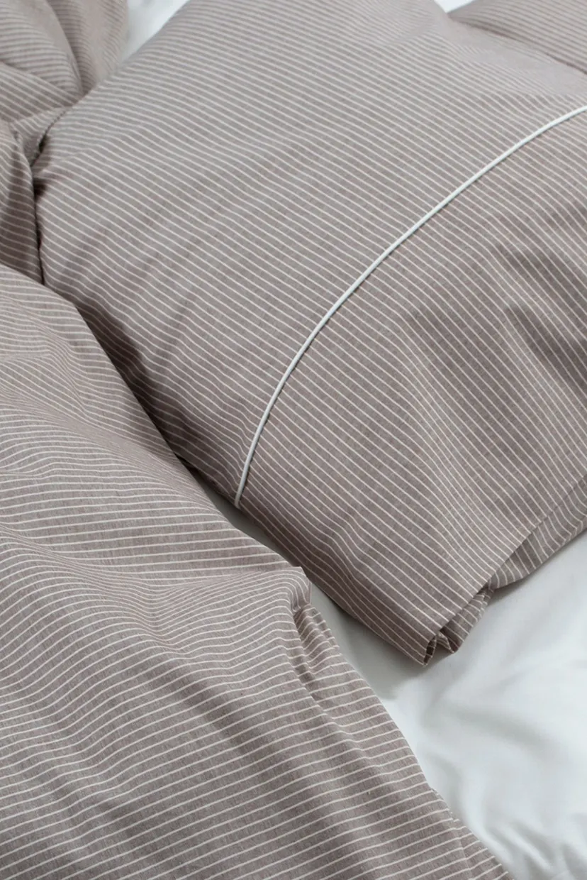 Постільна білизна - Premium Percale Stripe коричневий євро 3