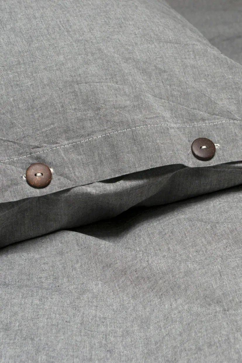 Постільна білизна Washed cotton - Solid antracite сімейний 4