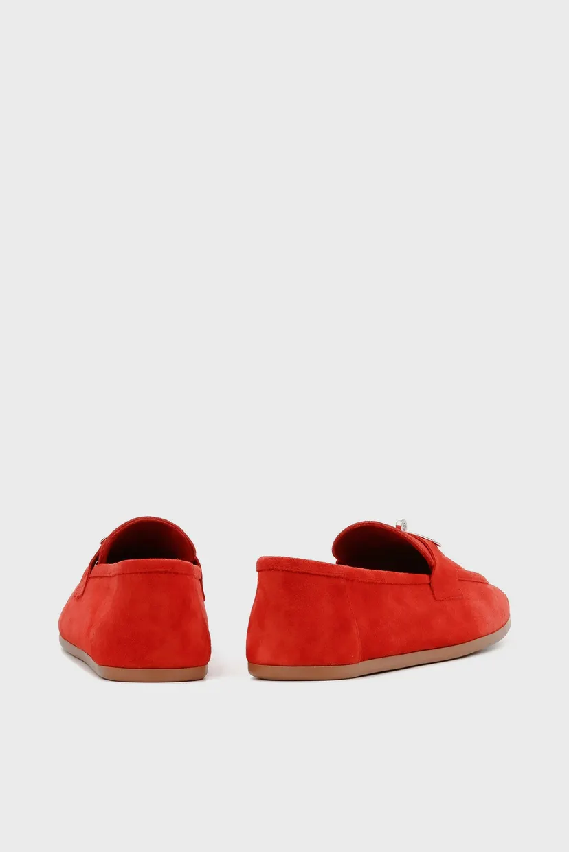 Жіночі червоні замшеві мокасини 6