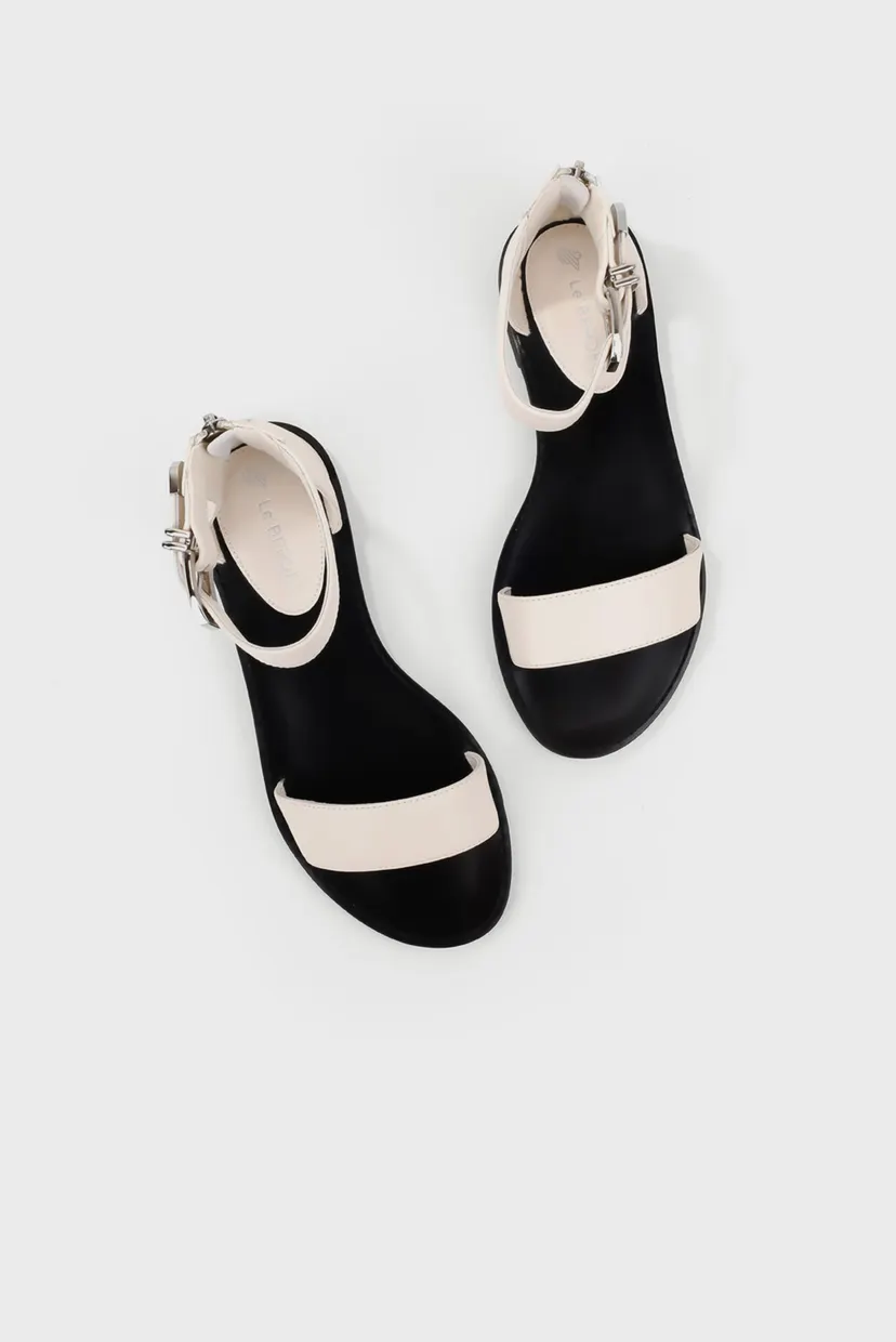 Женские белые кожаные сандалии 7