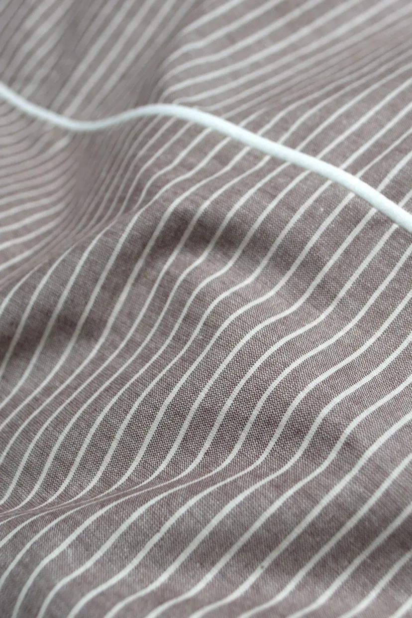Постельное белье - Premium Percale Stripe коричневый семейный 6