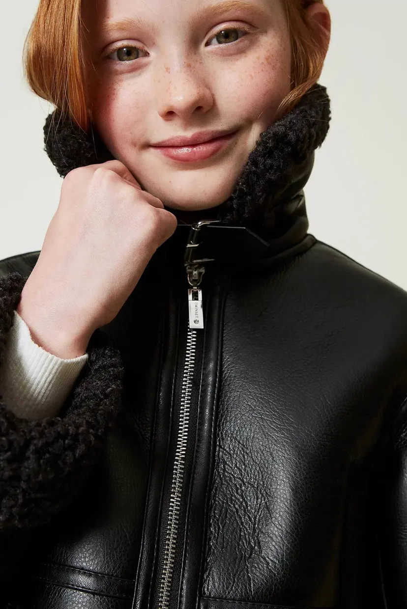 Детская черная дубленка TWINSET Girl 5