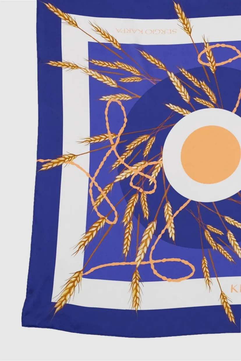 Женский шелковый платок Ukrainian blue wheat, 55 х 55 см 3