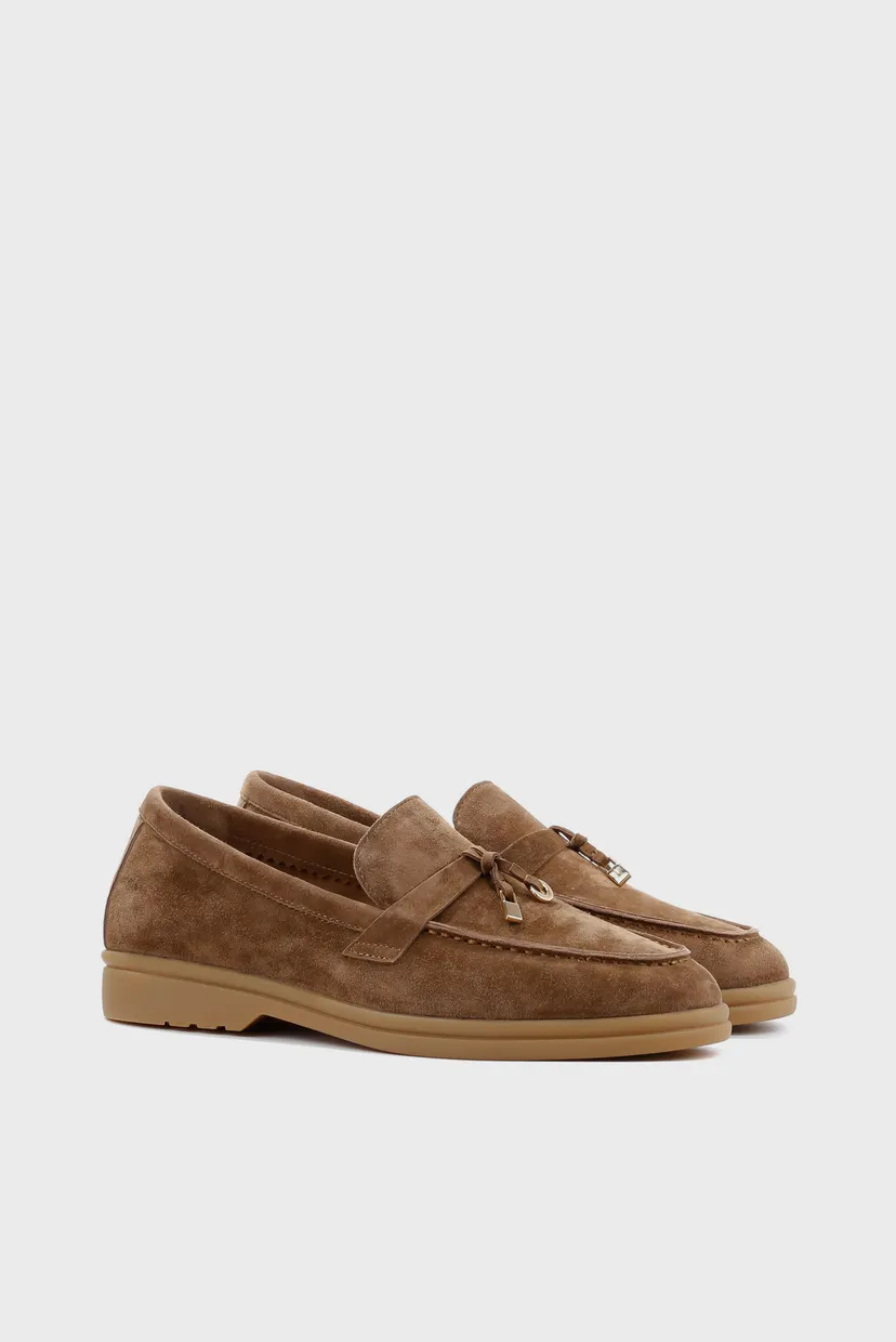 Женские коричневые замшевые лоферы 3