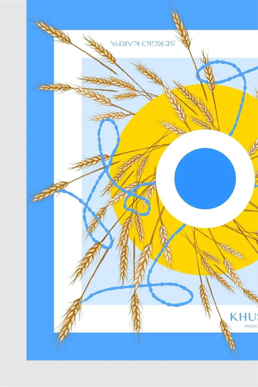 Жіноча шовкова хустина Ukrainian wheat, 55 х 55 см 4