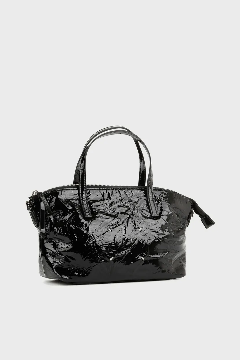 Женская черная лакированная сумка 5