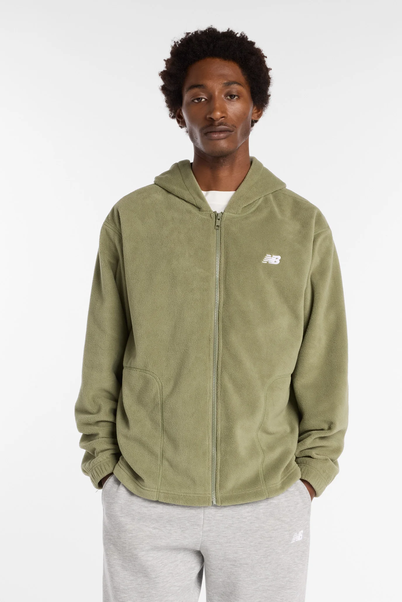Мужское зеленое худи Polar Fleece New Balance MJ53800DEK — MD-Fashion